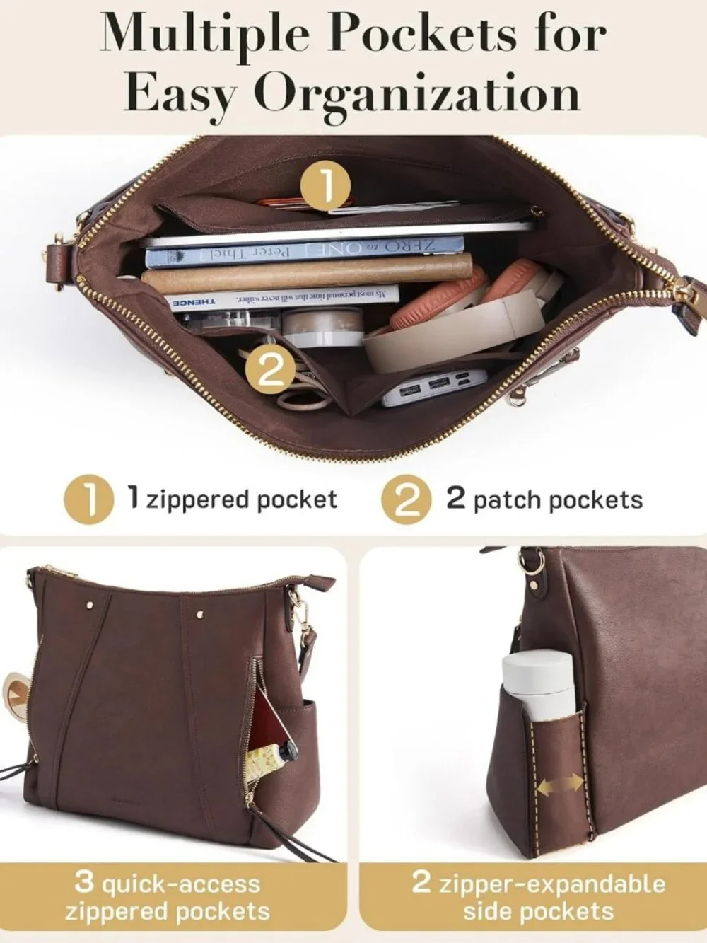Stylish Vegan Leather Hobo Bag for Women | Versatile Crossbody Tote with